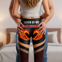 Load image into Gallery viewer, “Taken By My Badass Lover” - Personalized Naughty Skeleton Hands Leggings - Unique Gifts for Her Shorts and Pants PopCulturePrints