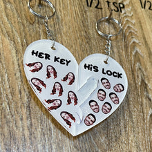 Load image into Gallery viewer, Personalized Couple Keychains – Her Key & His Lock Keychains PopCulturePrints