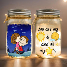 Load image into Gallery viewer, Personalized Valentine's Day Gifts for Couples - Mason Jar Light | You're My Sun and Moon Drink Jar PopCulturePrints