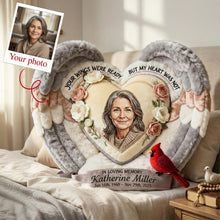 Load image into Gallery viewer, Your Wings Were Ready, But My Heart Was Not - Custom Photo Heart Shaped Pillow, Personalized Keepsake Gift for Loved Ones Pillow PopCulturePrints