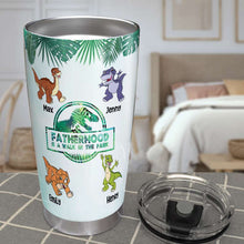Load image into Gallery viewer, Custom Dinosaur Family Tumbler - Fatherhood Edition Tumbler Cup PopCulturePrints