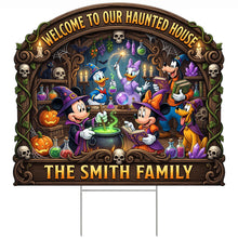 Load image into Gallery viewer, Welcome To Our Haunted Crew - Personalized Yard Sign for Spooky Families