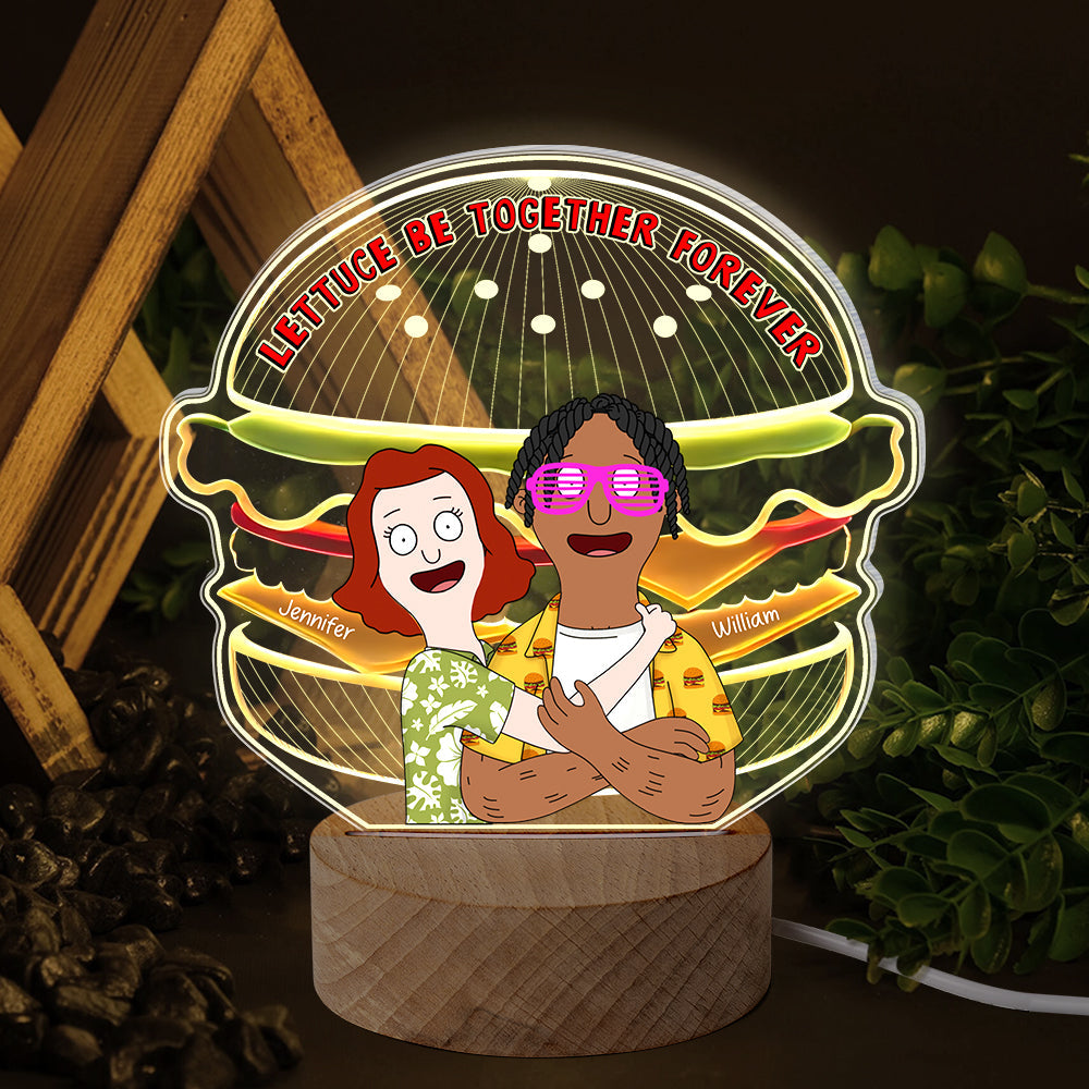 Lettuce Be Together Forever - Personalized LED Light for Couples Led Night Light PopCulturePrints