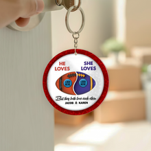 Load image into Gallery viewer, Custom Football Keychain for Couples | Unique Personalized Valentine's Day Gifts Keychains PopCulturePrints