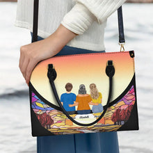 Load image into Gallery viewer, "Grandma and Grandkids, Together on the Moon" - Personalized Leather Bag - A Meaningful Gift for Grandma and Mom Leather Bag PopCulturePrints