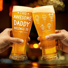 Load image into Gallery viewer, This Dad Belongs To Papa - Personalized Pilsner Glass for Father's Day Pilsner Glass PopCulturePrints