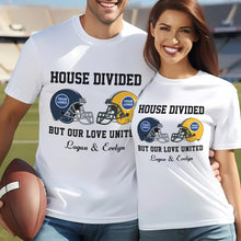 Load image into Gallery viewer, Personalized 'House Divided' Football Couple T-Shirt - Custom Valentine's Day Gifts Shirts PopCulturePrints