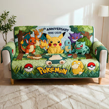 Load image into Gallery viewer, "Celebrate 30 Years of Pokémon Magic!" - Personalized Quilted Sofa Cover - Perfect Gift for Pokémon Fans, Anniversaries, and Special Occasions Sofa Cover PopCulturePrints