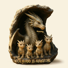 Load image into Gallery viewer, Our Mommy is Arawrsome - Personalized Dragon Acrylic Plaque for Mom, Grandma, and Special Loved Ones Shaped Plaques PopCulturePrints