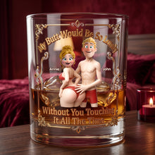 Load image into Gallery viewer, "My Butt Would Be So Lonely Without You" - Playful Couples Round Glass - Personalized Gift for Couples Glass PopCulturePrints