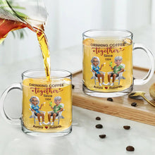 Load image into Gallery viewer, ‘Drinking Coffee Together Since 1975’ - Personalized Glass Mug for Couples Glass Mug PopCulturePrints