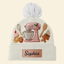 Load image into Gallery viewer, Baking is Love Made Visible – Sweet Baker Bobble Beanie Hat – Personalized Gifts for Baking Lovers Hat PopCulturePrints