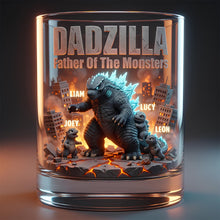 Load image into Gallery viewer, Dadzilla: Father of the Monsters - Personalized Round Glass for Dad Glass PopCulturePrints