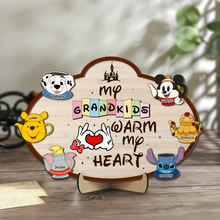 Load image into Gallery viewer, My Grandkids Warm My Heart - Personalized Wood Sign Gift for Grandma Wood Sign PopCulturePrints