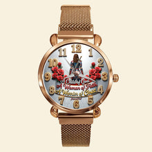Load image into Gallery viewer, A Child of God – A Woman of Faith, A Warrior of Christ - Personalized Mesh Strap Quartz Watch for Christian Women Quartz Watch PopCulturePrints