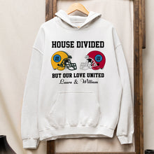 Load image into Gallery viewer, Customizable Couple Shirt for Football Lovers - House Divided Design | Valentine's Day Gifts Shirts PopCulturePrints