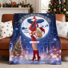 Load image into Gallery viewer, All I Want For Christmas Is You - Personalized Kissing Couple Blanket