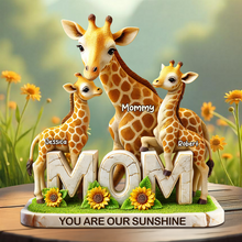 Load image into Gallery viewer, You Are Our Sunshine - Personalized Giraffe Mom Plaque | Unique Gift for Mom, Grandma & More Shaped Plaques PopCulturePrints