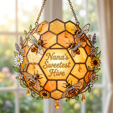 Load image into Gallery viewer, “Nana's Sweetest Hive” - Personalized Suncatcher Gift for Grandma, Perfect for Mother's Day Ornament PopCulturePrints