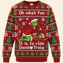 Load image into Gallery viewer, Oh What Fun! Personalized Funny Couple Ugly Sweater - Custom Gift for Couples AOP Products PopCulturePrints