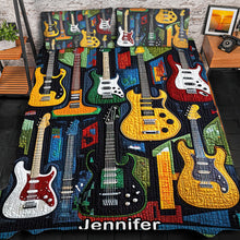 Load image into Gallery viewer, Personalized Guitar Lovers Quilt Bed Set Blanket PopCulturePrints