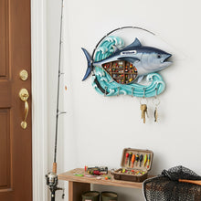 Load image into Gallery viewer, Hook, Line, and Sinker: Fishing Gear Corner Key Hanger - Personalized Gift for Fishing Lovers Wood Sign PopCulturePrints