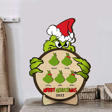 Load image into Gallery viewer, Personalized Grinch Family Christmas Wood Sign - Custom Holiday Decor Wood Sign PopCulturePrints