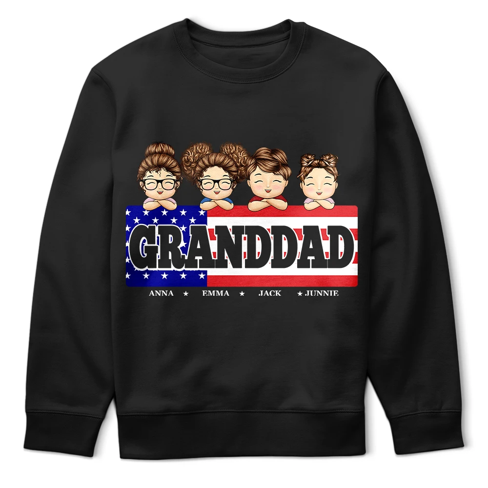 Stars And Stripes Papa T-Shirt - Personalized Custom Gift for Dad, Grandpa, and Father's Day T-shirt PopCulturePrints