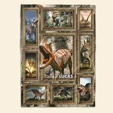 Load image into Gallery viewer, Personalized Dinosaur Lovers Blanket - Custom Name Gift Blanket PopCulturePrints