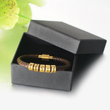 Load image into Gallery viewer, Custom Family Name Braided Leather Bracelet for Dad Bracelets PopCulturePrints