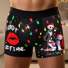 Load image into Gallery viewer, I Licked It, So It’s Mine - Freaky Skeleton Couple Christmas Boxers - Personalized Gifts for Him Boxer Briefs PopCulturePrints