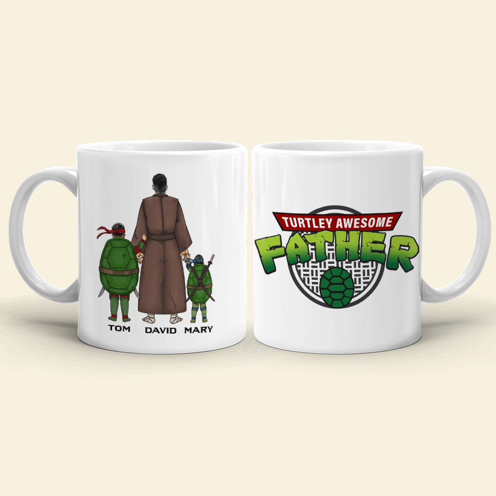 Personalized Ninja Dad Coffee Mug - Turtley Awesome Father Coffee Mug PopCulturePrints