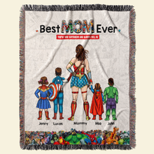 Load image into Gallery viewer, "You're our Superhero and always will be" - Personalized Woven Blanket for Mom - Perfect Gift for Mother's Day, Grandma & More Blanket PopCulturePrints