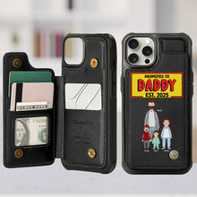 Load image into Gallery viewer, Promoted to Daddy Personalized Leather Flip Wallet Phone Case - Unique Gift for New Dads Phone Case PopCulturePrints