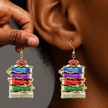 Load image into Gallery viewer, "Find Your Next Favorite Read - Bookstack Earrings, Personalized Gifts for Book Lovers" Earrings PopCulturePrints