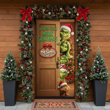 Load image into Gallery viewer, We Wish You a Merry Grinchmas - Personalized Family Christmas Door Cover Door Covers PopCulturePrints