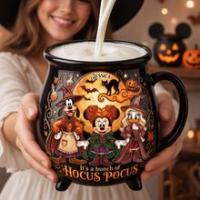 Load image into Gallery viewer, “It’s a Bunch of Hocus Pocus!” - Macabre Spell Sisters Ceramic Cauldron Mug - Personalized Gift for Halloween Lovers Cauldron Mug PopCulturePrints