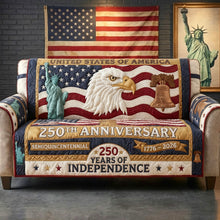 Load image into Gallery viewer, Celebrate Freedom: Proud Anniversary Quilted Sofa Cover - Personalized Gifts for Patriots Sofa Cover PopCulturePrints