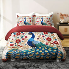 Load image into Gallery viewer, Personalized Peacock Quilt Bed Set - Unique Cultural Gift Blanket PopCulturePrints