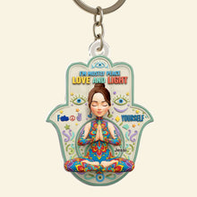 Load image into Gallery viewer, I'm Mostly Peace – Boho Soul Keychain | Personalized Gifts for Yoga Lovers Keychains PopCulturePrints