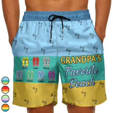 Load image into Gallery viewer, Grandpa's Favorite Beach - Personalized Unisex Beach Shorts Beach Short PopCulturePrints