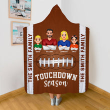 Load image into Gallery viewer, Personalized Football Family Hooded Blanket - Touchdown Season Blanket PopCulturePrints