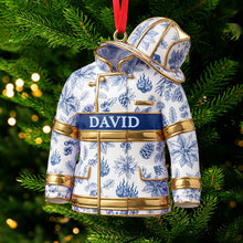 Load image into Gallery viewer, Celebrate Bravery with Our Toile de Jouy Firefighter Ornament - Personalized Gifts for Firefighters Ornament PopCulturePrints