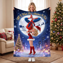 Load image into Gallery viewer, All I Want For Christmas Is You - Personalized Kissing Couple Blanket