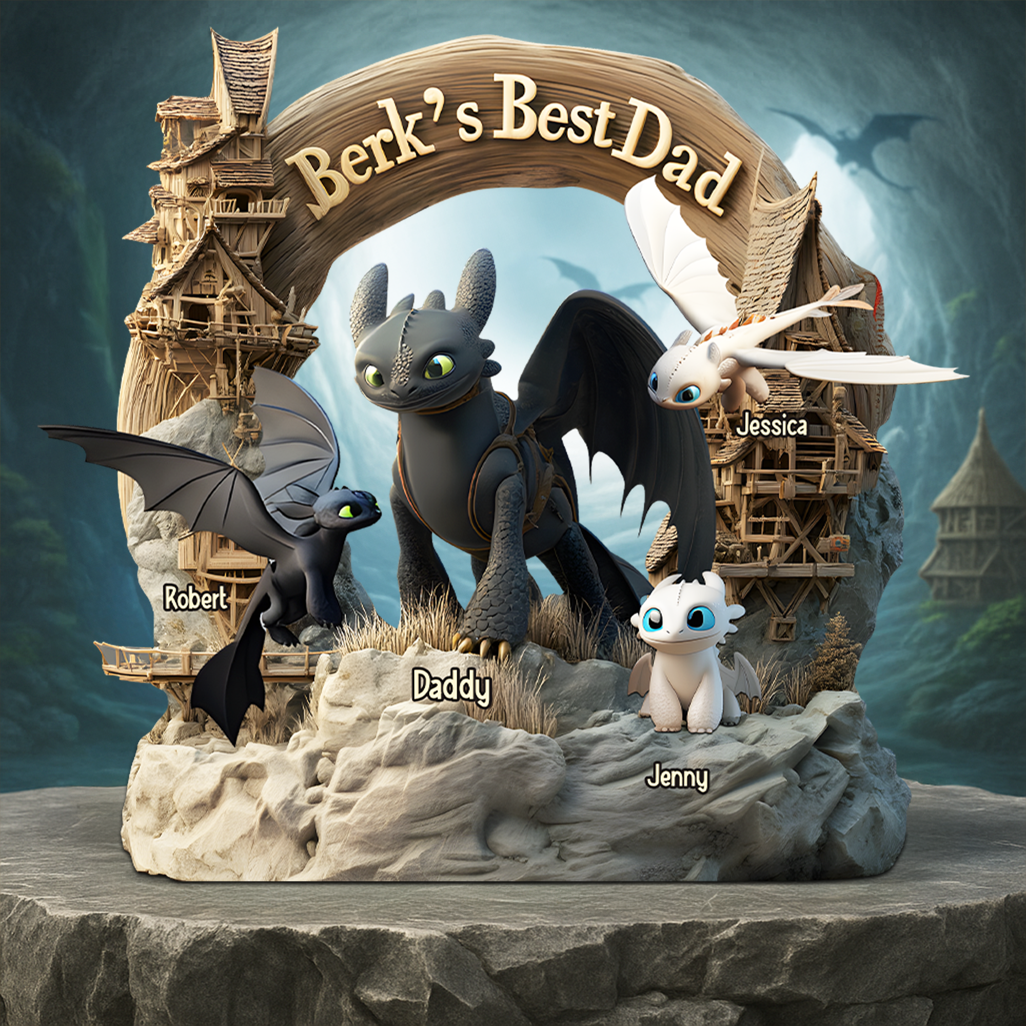 Berk's Best Dad - Personalized Gift for Dads, Grandpas, and More Shaped Plaques PopCulturePrints