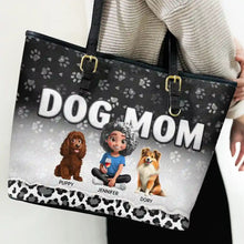 Load image into Gallery viewer, "Celebrate Your Love for Dogs" - Personalized Leather Tote Bag - Gift for Dog Moms, Grandmas, and Pet Lovers Leather Tote Bag PopCulturePrints
