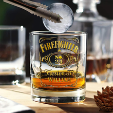 Load image into Gallery viewer, Celebrate the Bravery - Personalized Firefighter Whiskey Glass Whiskey Glass PopCulturePrints