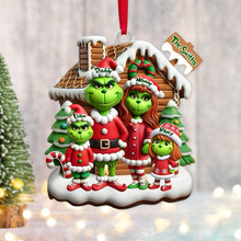 Load image into Gallery viewer, Personalized Family Christmas Ornament - Green Cartoon Character Design Ornament PopCulturePrints
