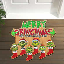Load image into Gallery viewer, Custom Grinch Family Christmas Doormat 2024 Doormat PopCulturePrints