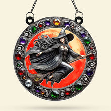 Load image into Gallery viewer, Personalized 3D Halloween Witch Sun Catcher - Round Shaped Home Decor Ornament PopCulturePrints